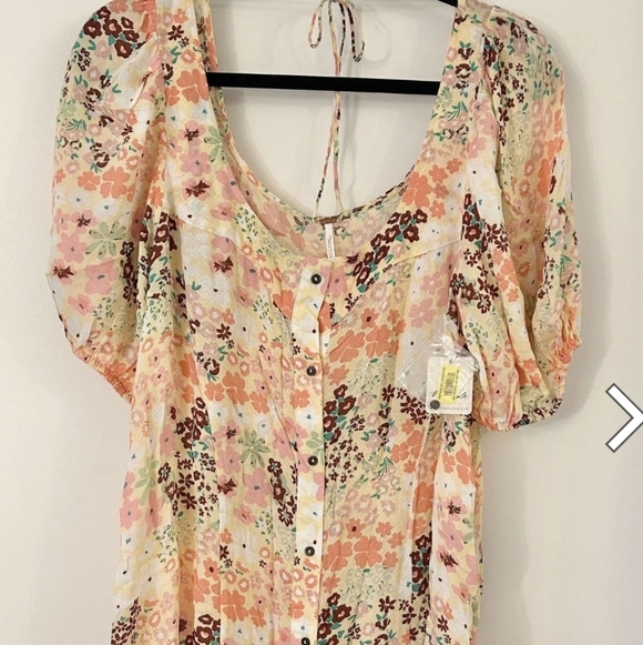 NWT Free People Callie Printed Floral Tunic Blouse Vintage Combo Feminine Small - Picture 4 of 10